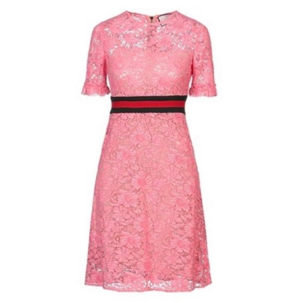 NWT Gucci Crew Neck Flower Patterns Lace Dress